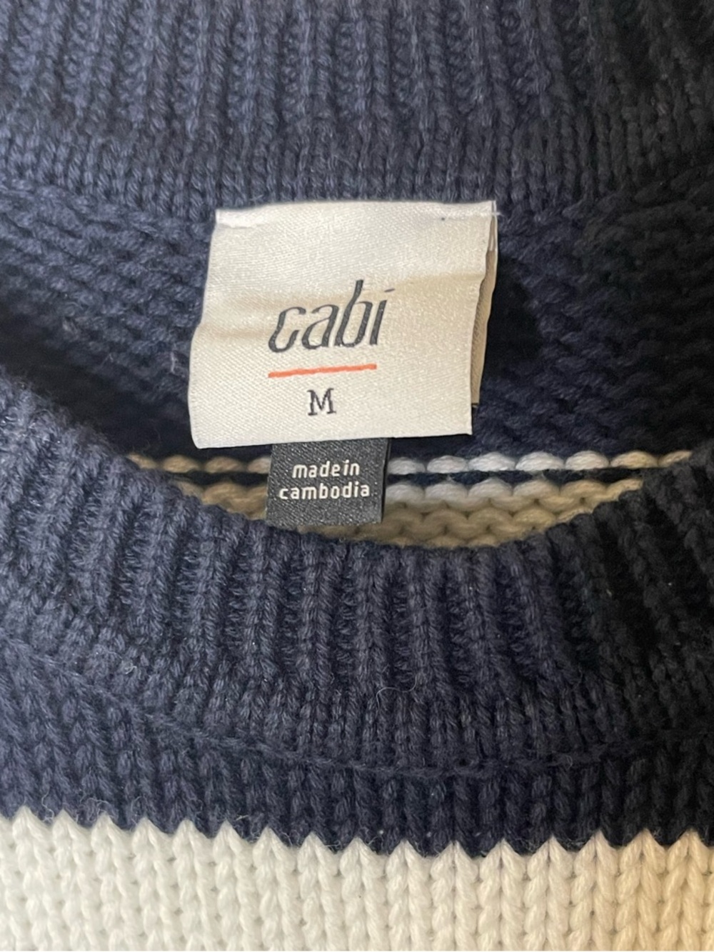 Cabi Topsail Blue & White Striped Knit Sleeveless Top Sz S - Picture 6 of 6